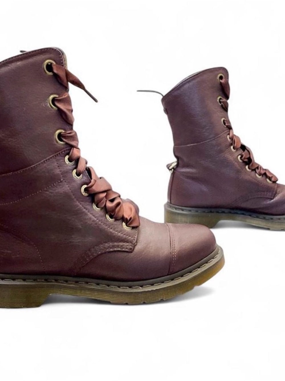 Dr. Martens Lace-Up Combat Boots - Burgundy Plum